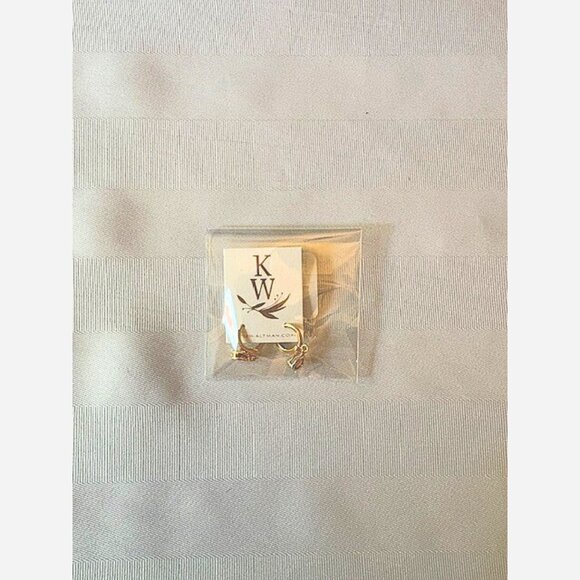 November Birthstone Huggie Earrings – Citrine Teardrop Charm on Gold Plated Hoop - Picture 5 of 6